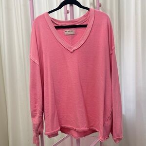 We The Free Pink V-Neck Sweatshirt